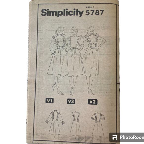 Simplicity 5787 Pattern Dress Miss 12 1982 Side Pockets Frilly Western Country - Picture 5 of 7